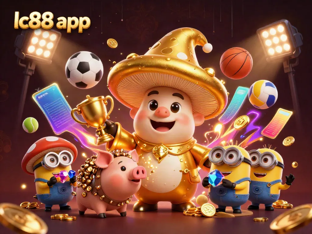 Experience the thrill of winning with the lc88 app in this vibrant 3D gambling scene.