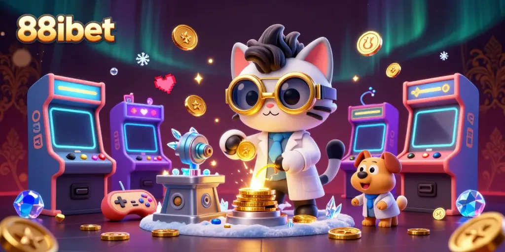 Experience the excitement of 88ibet with this vibrant and dynamic casino-themed illustration showcasing gaming elements.